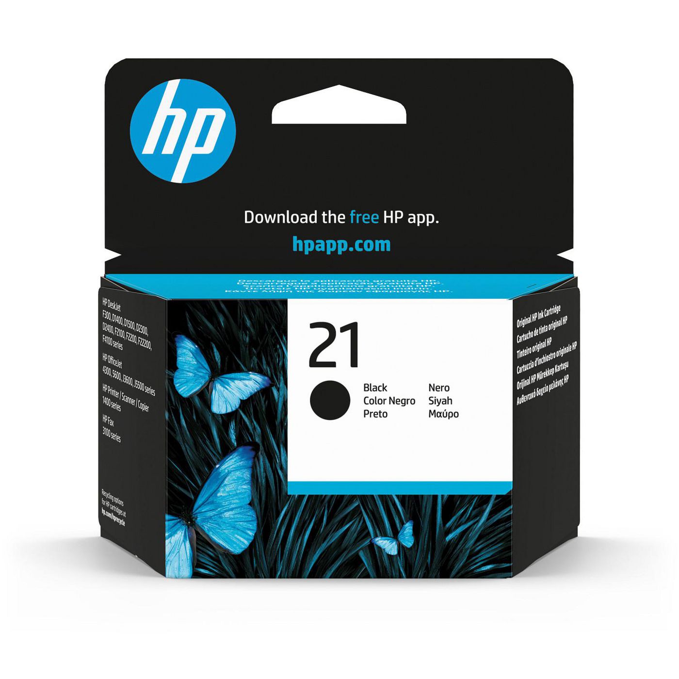 HP 21 Schwarz Tintenpatrone (Original) – 190 Seiten – für HP 21