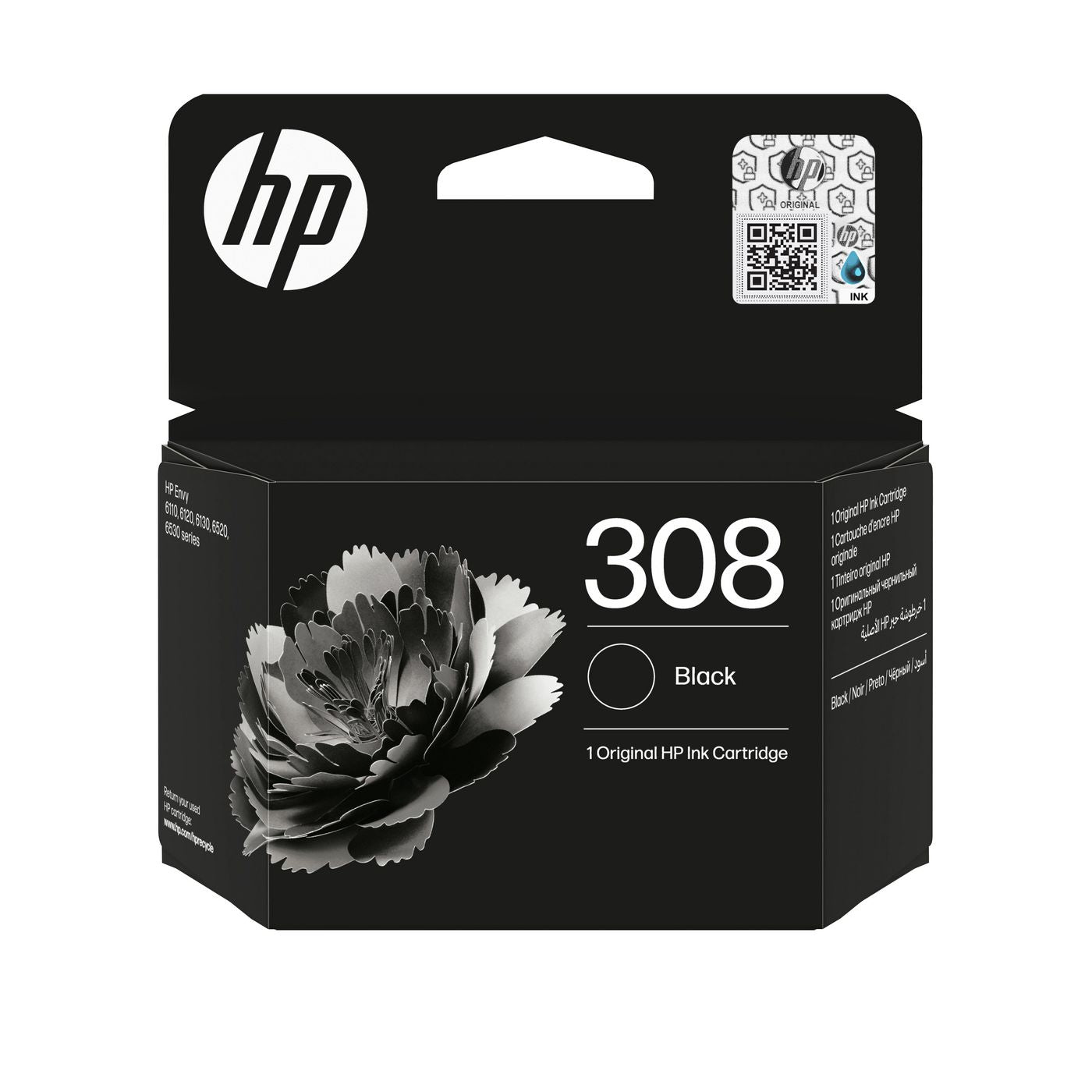 HP 308 Schwarz Tintenpatrone (Original) – 160 Seiten – für HP DeskJet 2900/4300, Envy 6110e/6120e/6122e …