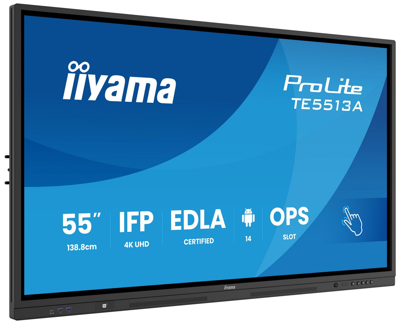 iiyama TE5513A-B2AG – 55" 4K Ultra HD Interaktives Display (Touch), IR-Touch, 500 cd/m², Android – Schwarz