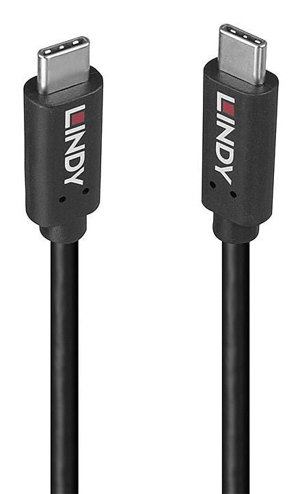 Lindy USB-C auf USB-C Kabel – USB 3.2 Gen 2x2 (20 Gbit/s) – 1 m – PD 100 W – rTPE-Mantel – Schwarz