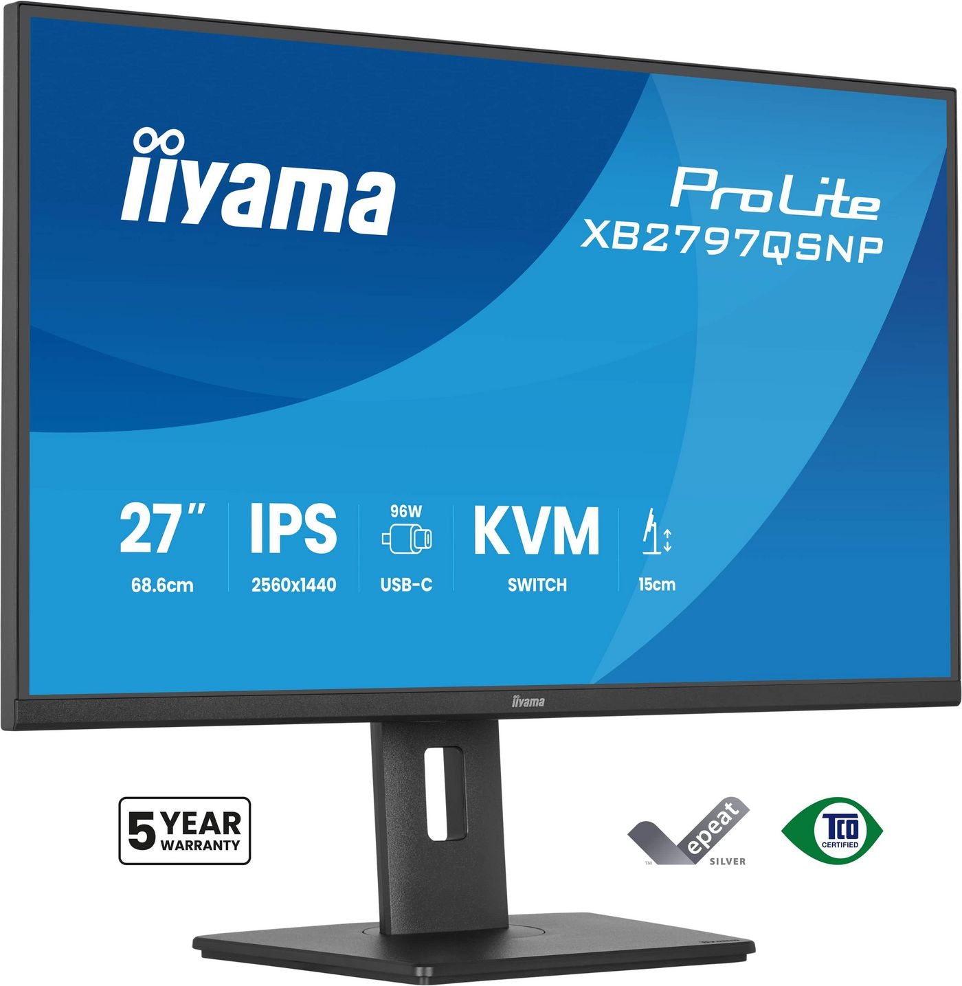 iiyama 27", 2560 × 1440 (WQHD), USB-C 96 W