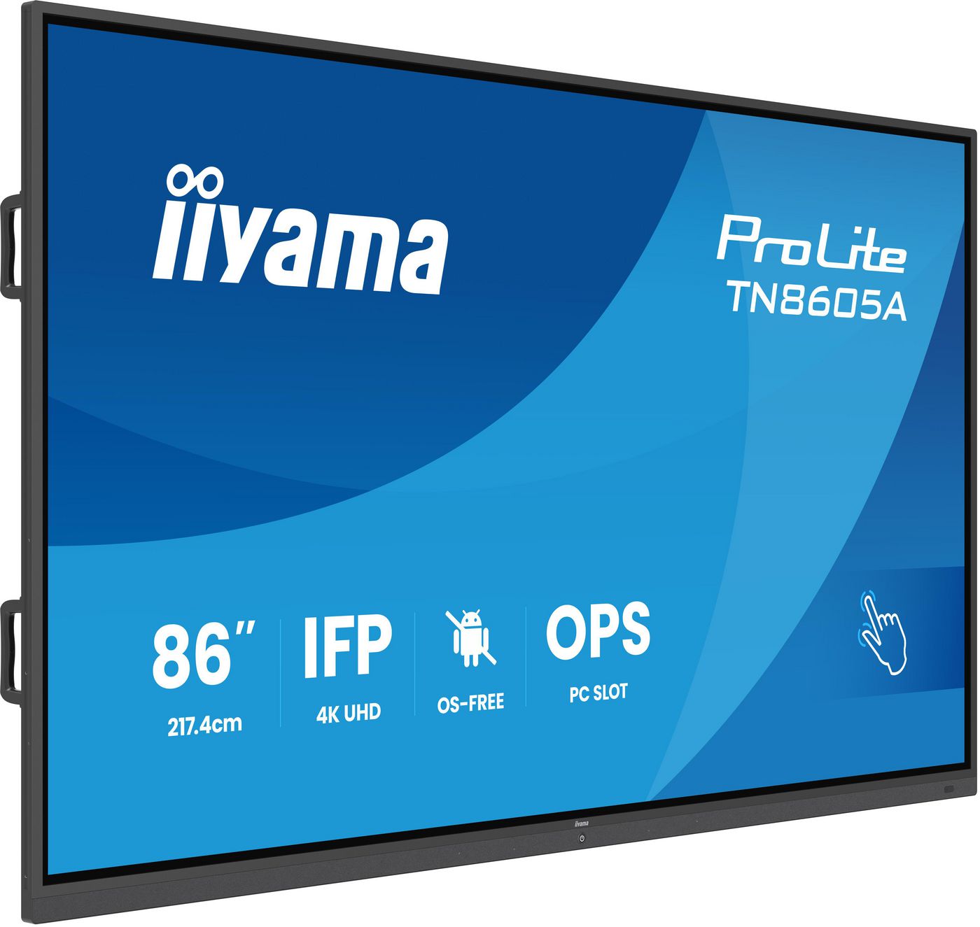iiyama TN8605A-B1AG – 85,6" Touch, 3840 × 2160 (4K), IPS, USB-C 65 W, LAN