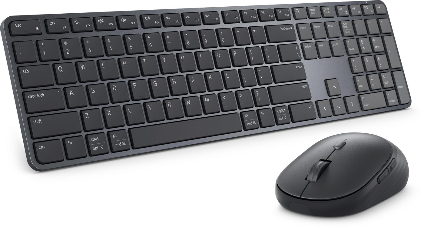 DELL Pro 7 Slim – Tastatur-Maus-Set – Scherenmechanik – Bluetooth & 2,4 GHz (USB-A Empfänger) – AZERTY (FR) – Schwarz
