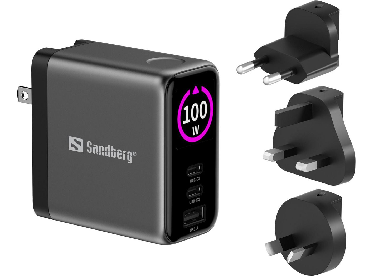 Sandberg 441-71 USB-Wandladegerät 100 W – PD, Display