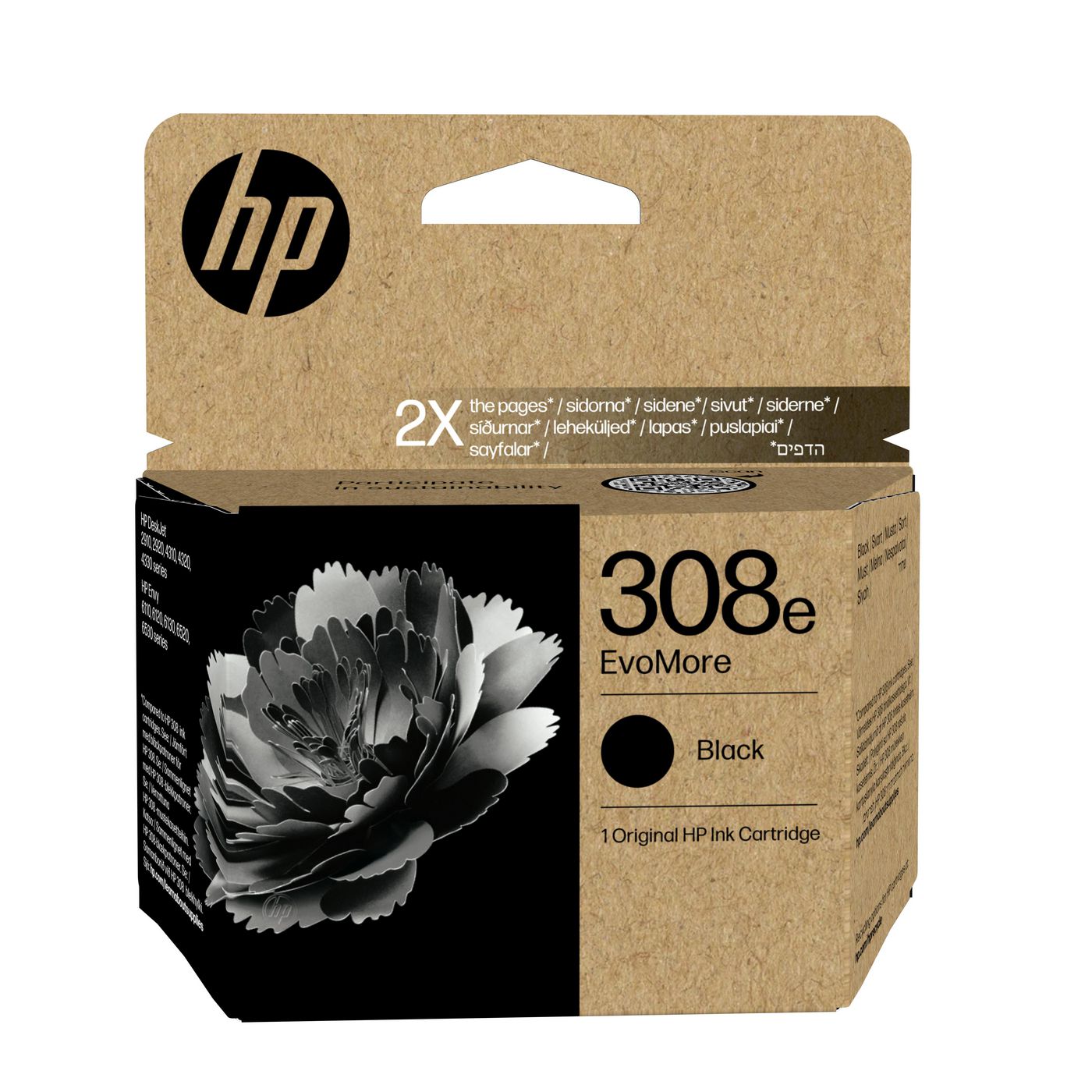 HP 308e EvoMore Schwarz Tintenpatrone (Original) – 320 Seiten – für HP 308e