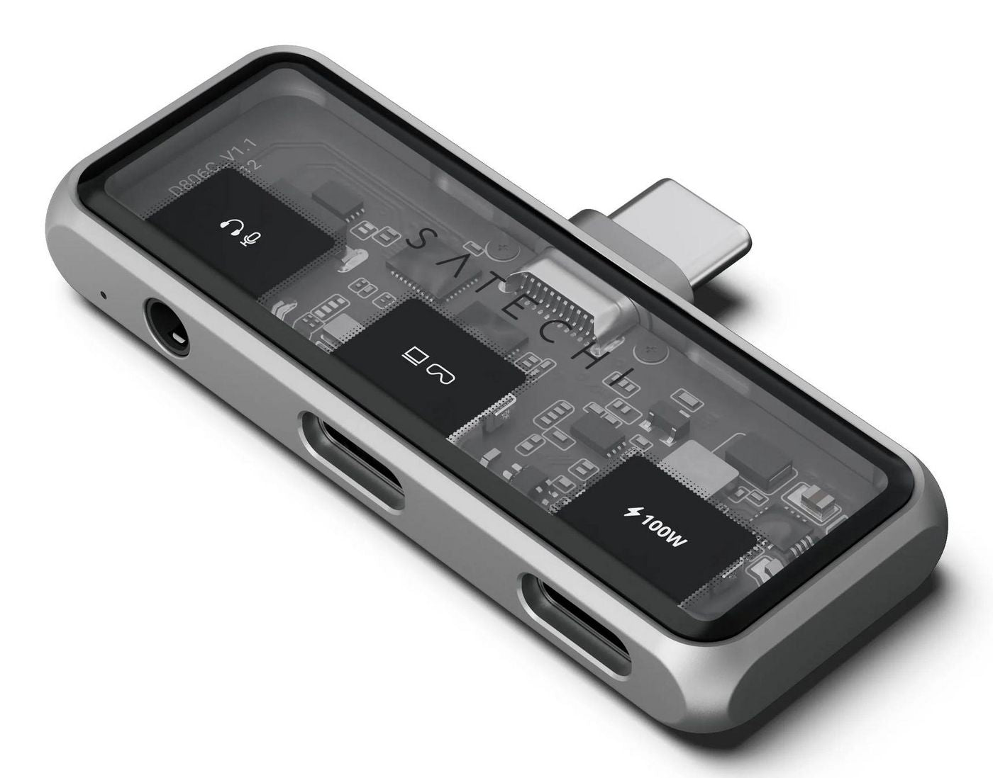 Satechi Multiport-Adapter – USB-C (3× Type-C), 100 W PD, 3,5 mm Audio, für Windows/Mac/ChromeOS