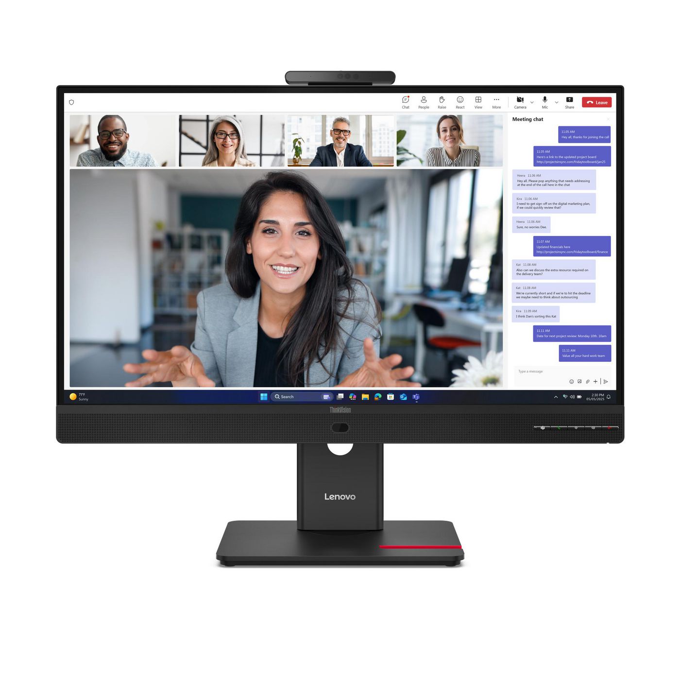 Lenovo ThinkVision T24-4v – 23,8", 1920 × 1080 (Full HD), IPS, 120 Hz, Webcam