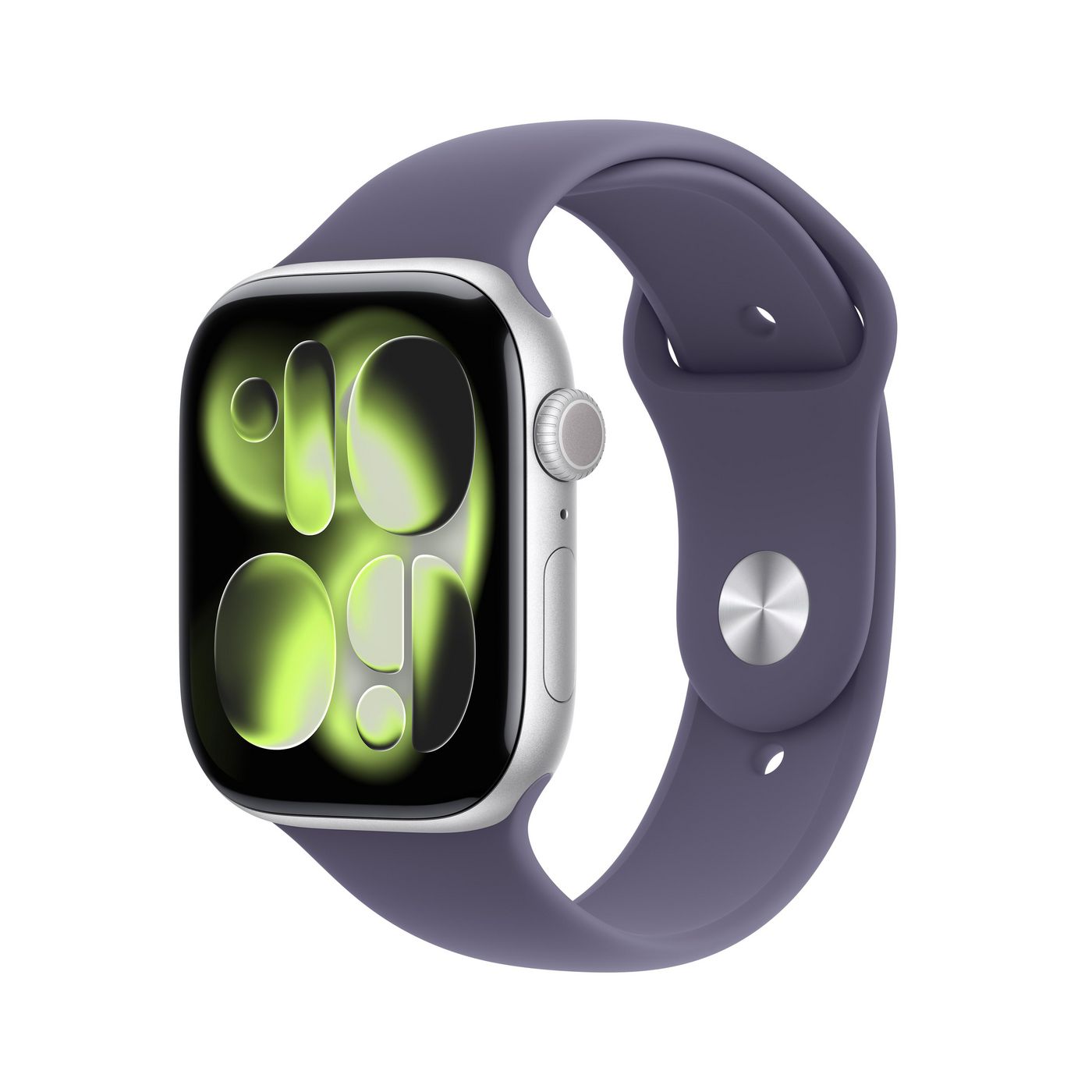 Apple Watch Series 11 46 mm GPS – Aluminium Silber, Sportarmband, Purple Fog, S/M, 50 m, für iPhone