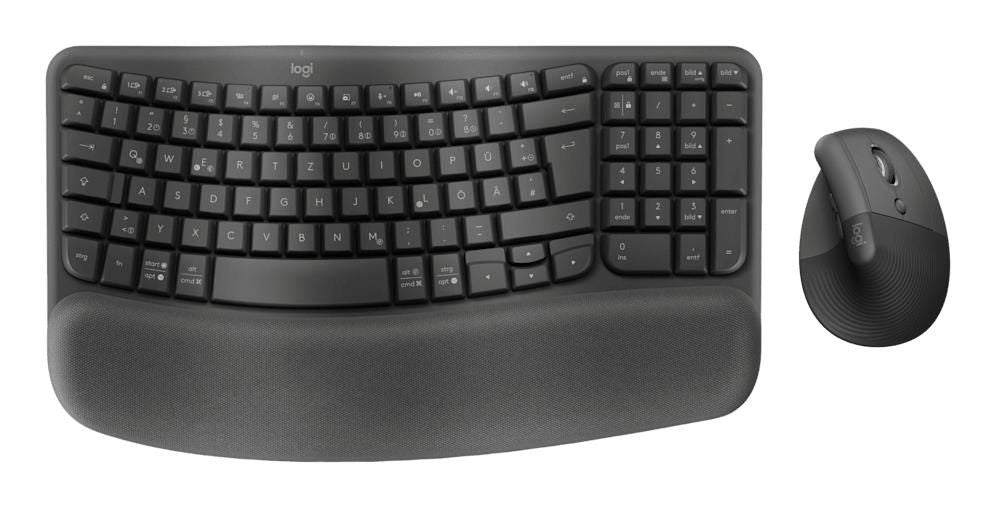Logitech Wave Keys And Lift Combo – Tastatur-Maus-Set – Bluetooth & 2,4 GHz (USB-A) – QWERTZ (DE) – Graphit