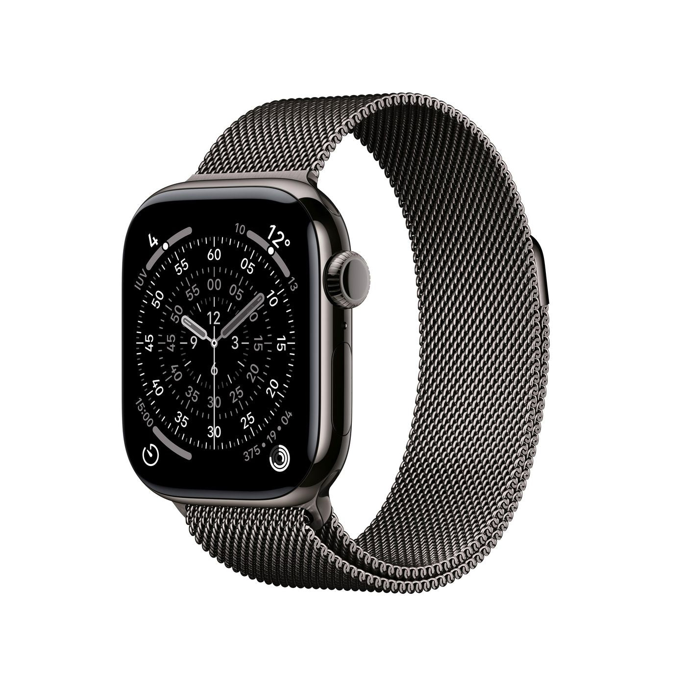 Apple Watch Series 11 42 mm GPS + Cellular – Titan Schiefer, Mailänder Schlaufe, Titan, 50 m, für iPhone