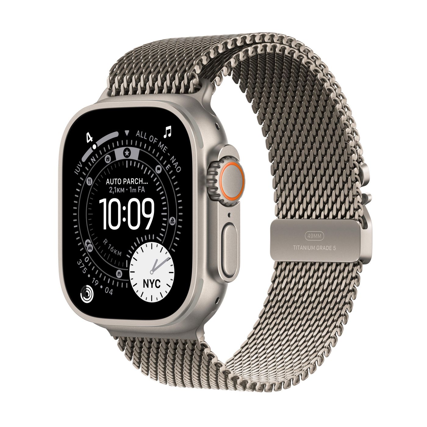 Apple Watch Ultra 3 49 mm GPS + Cellular – Titan, Milanese Loop, M, 100 m, für iPhone