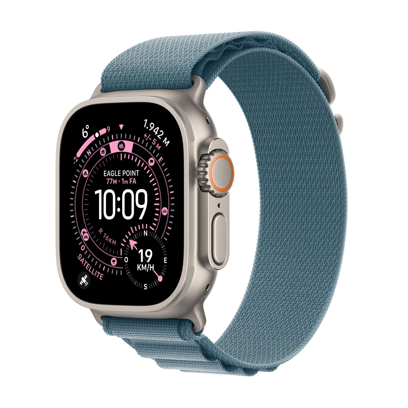Apple Watch Ultra 3 49 mm GPS + Cellular – Titan Natur, Alpine Loop, Hellblau, L, 100 m, für iPhone