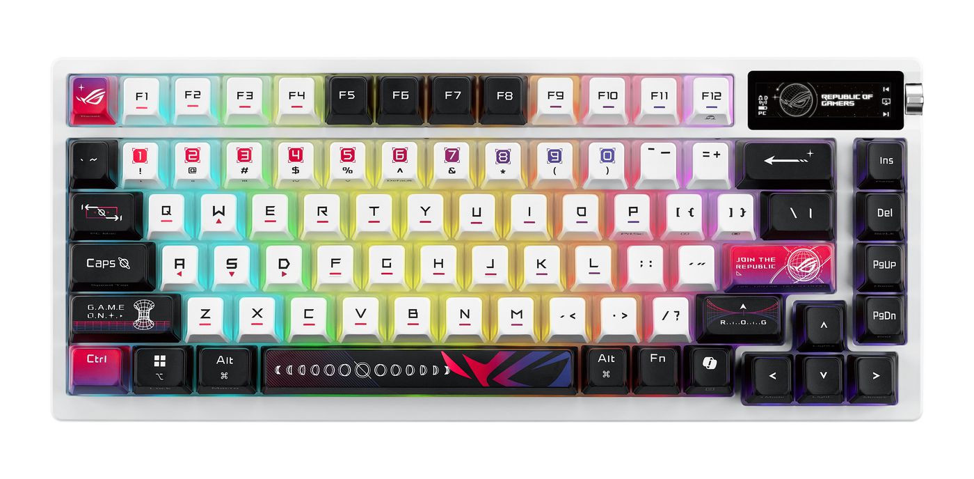 ASUS ROG Azoth X – Gaming-Tastatur – Bluetooth & 2,4 GHz USB-A (Empfänger) – QWERTZ (CH) – Schwarz/Weiss
