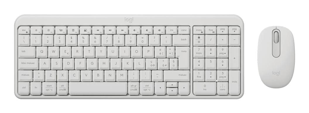 Logitech MK250 Compact – Tastatur-Maus-Set – Bluetooth & 2,4 GHz – QWERTY (IT) – Weiss