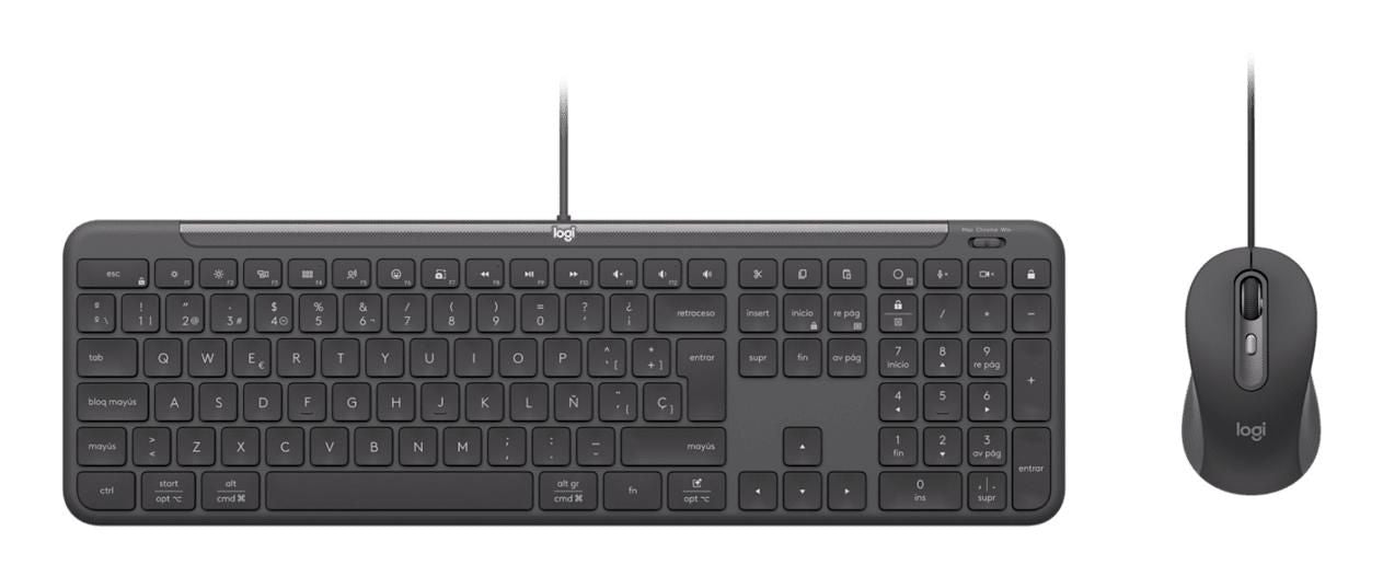 Logitech Tastatur-Maus-Set – kabelgebunden (USB) – QWERTY (IT) – Graphit