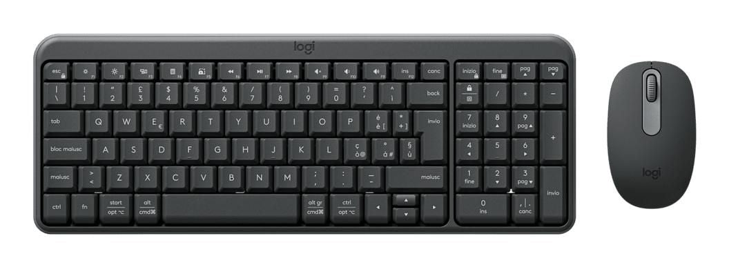 Logitech MK250 – Tastatur-Maus-Set – Membran – Bluetooth & 2,4 GHz – QWERTY (IT) – Graphit