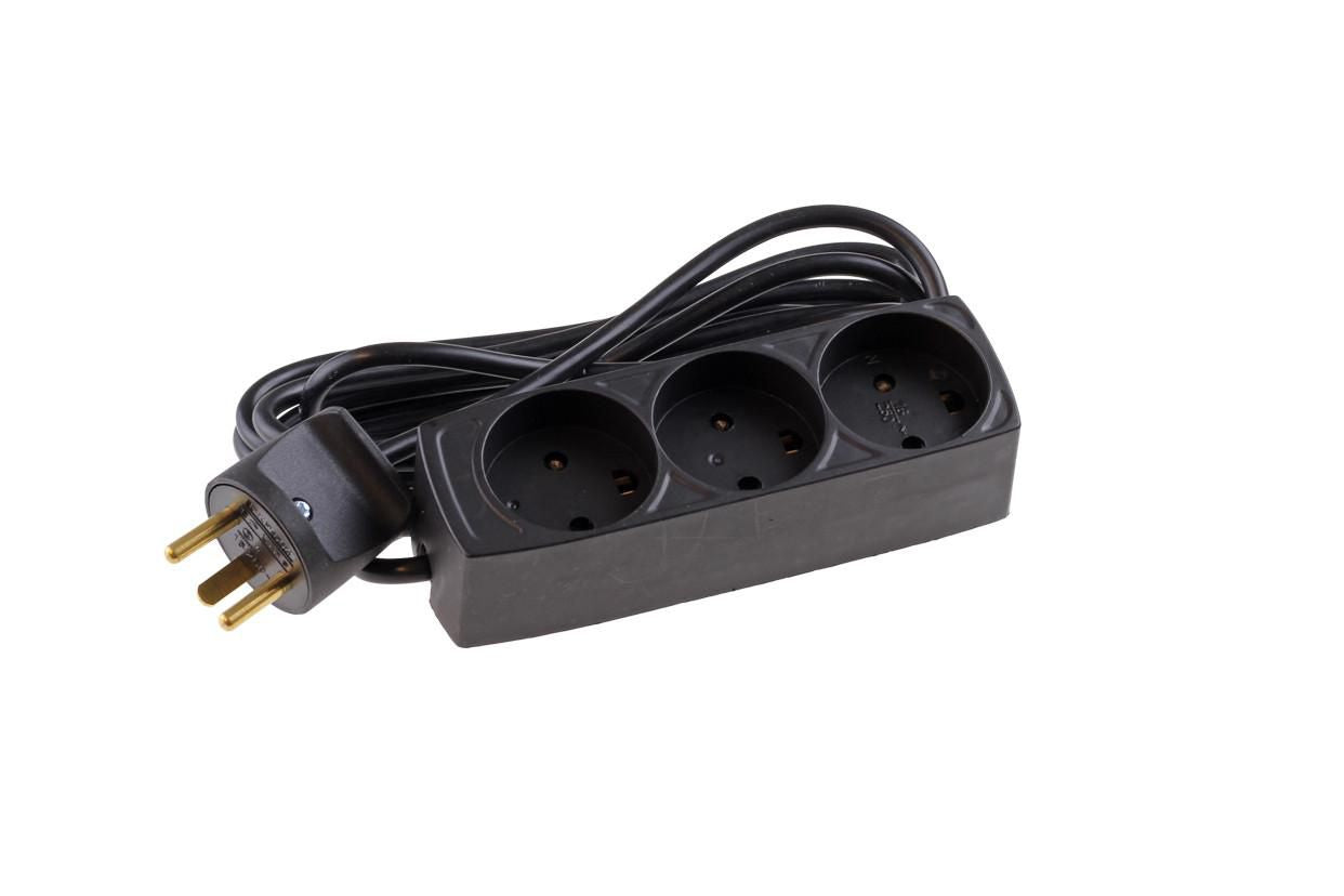 Microconnect Steckdosenleiste – 3× Steckdosen, 3 m, Schwarz