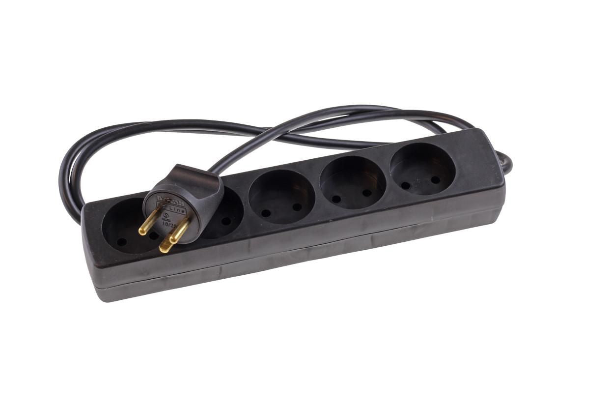 Microconnect Dänische Steckdosenleiste – 5×, 1,5 m, schwarz