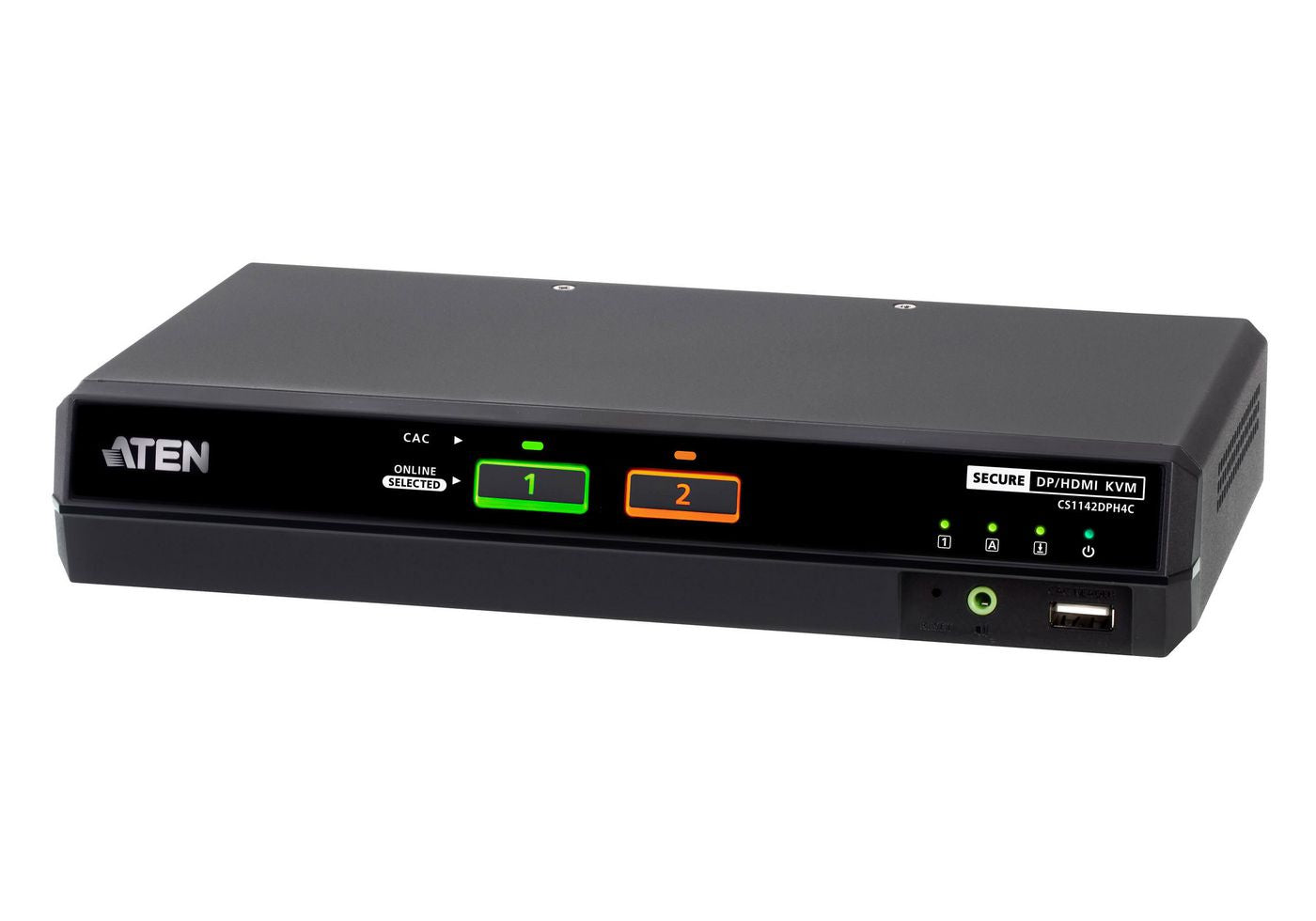 ATEN 2-Port USB 5K – 2-Port DP/HDMI Sicherer KVM-Switch, Dual-View – 5120 × 2880/60 Hz, USB 2.0 Hub, PP v4.0
