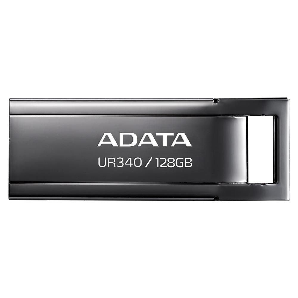 ADATA UR340 USB-Stick 128 GB – USB-A USB 3.2 Gen 2, 100 MB/s Lesen, mit Kappe, Metall, Schwarz