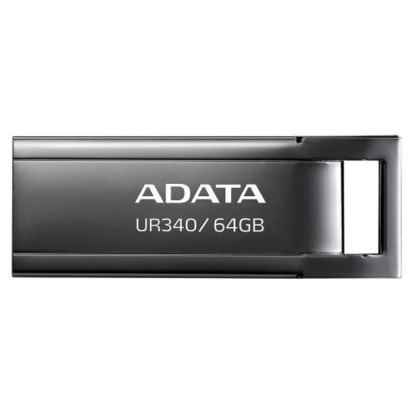 ADATA UR340 USB-Stick 64 GB – USB-A 3.2 Gen 2, 100 MB/s Lesen, mit Kappe, Metallgehäuse, Schwarz
