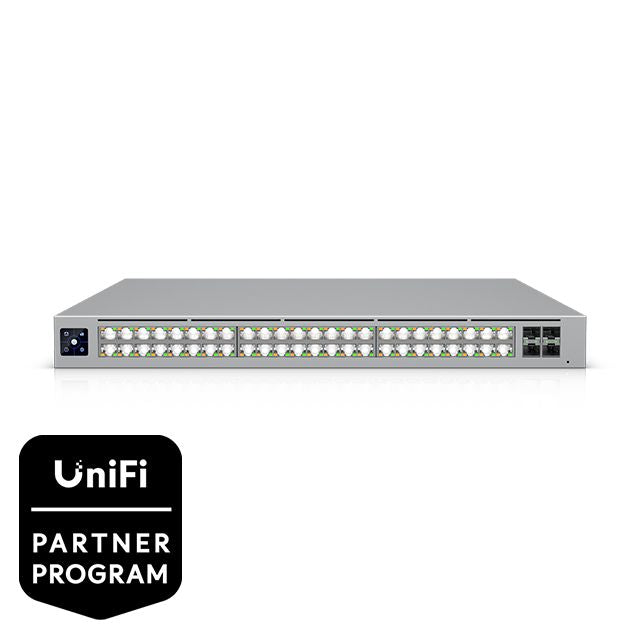 Ubiquiti Managed L2/L3 Switch – 48× RJ‑45 (32× 2,5G, 16× 10G), 4× SFP28, 2× QSFP28, PoE++, 19"