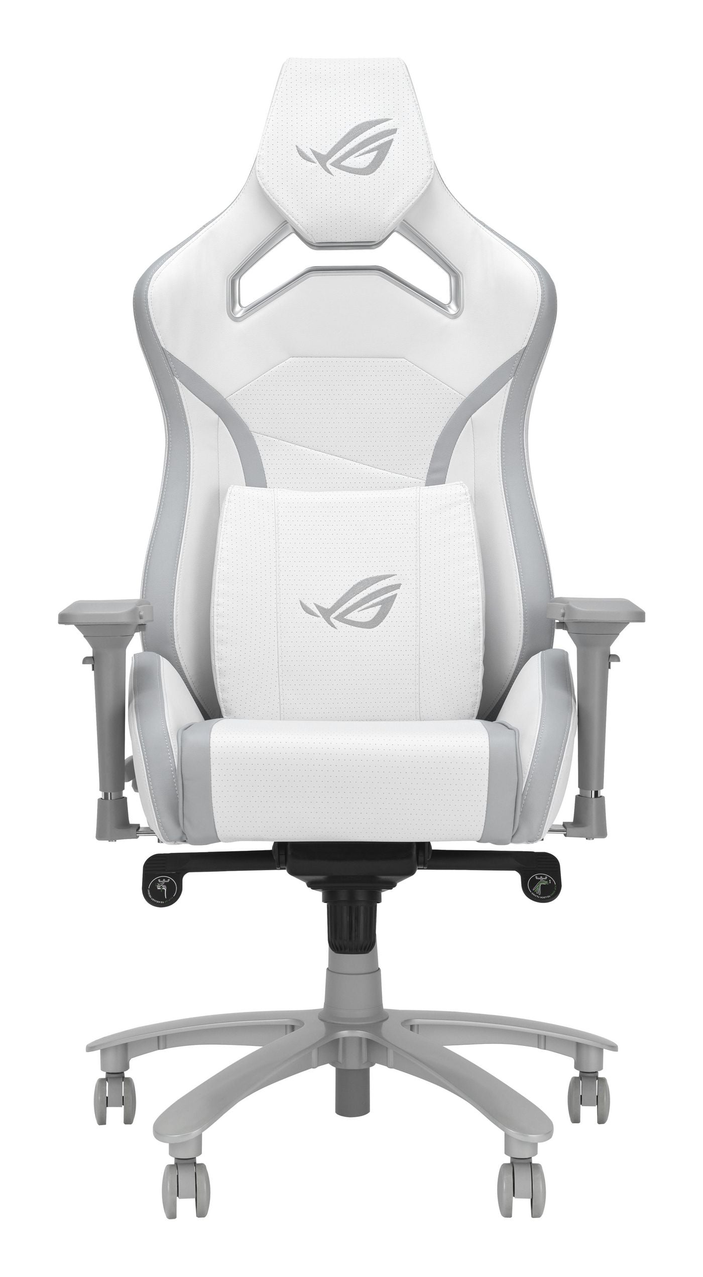 ASUS ROG Chariot X Core Gaming-Stuhl – Kunstleder – Weiss, 4D-Armlehnen, mit Kopfstütze, Lendenkissen, bis 136 kg
