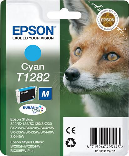 Epson T1282 Cyan Tintenpatrone (Original) – für Epson Stylus Office B42WD, BX305F/BX320FW …