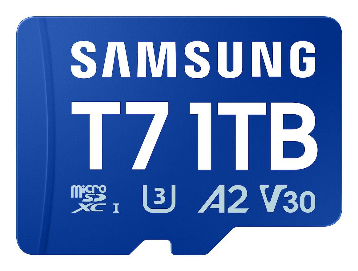Samsung T7 microSDXC 1 TB – UHS-I, U3, V30, A2, 170 MB/s Lesen, Blau