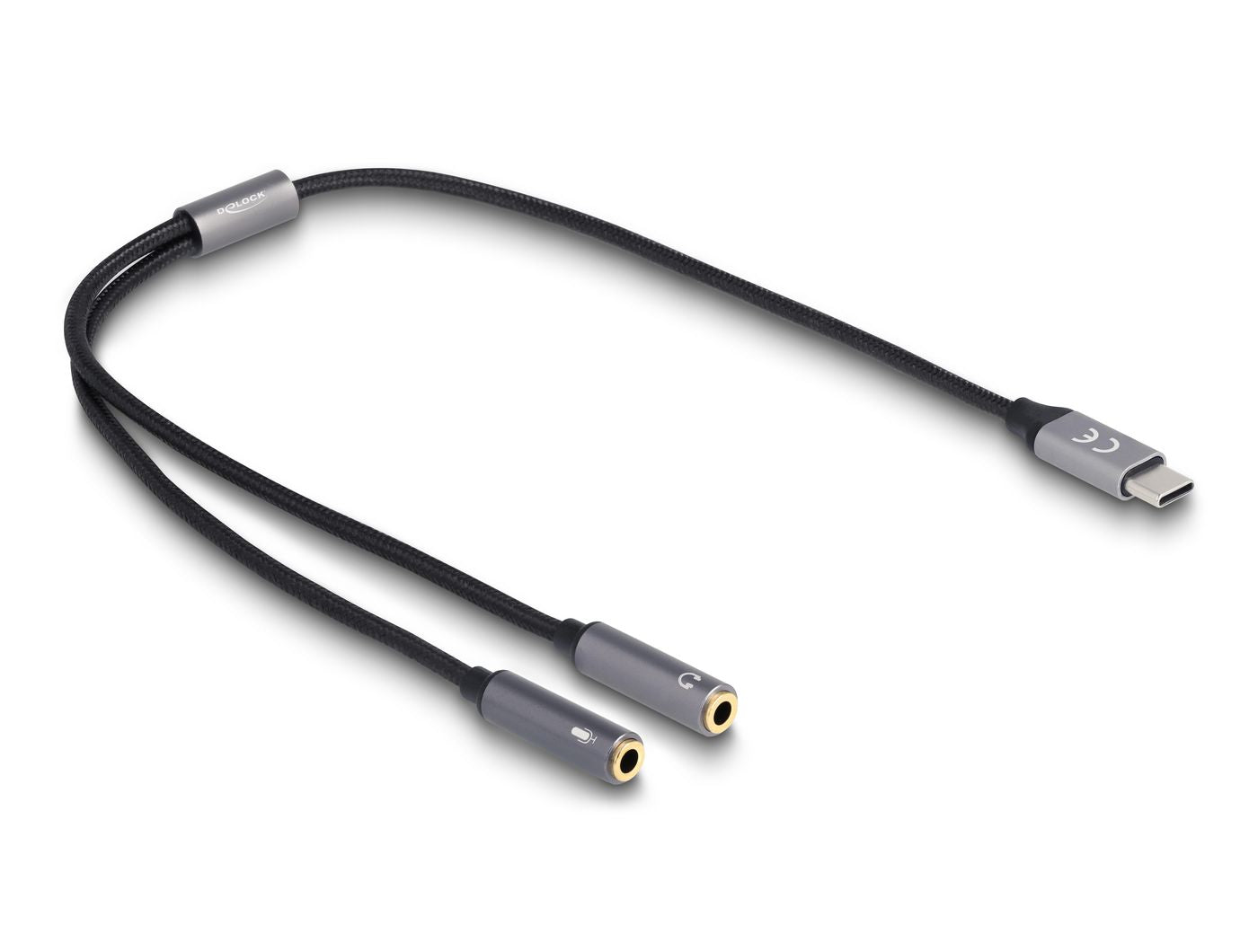 DeLOCK USB-C zu 2× 3,5 mm Klinkenbuchse Adapter – DAC 24 Bit / 96 kHz, 0,4 m, für USB-C-Geräte
