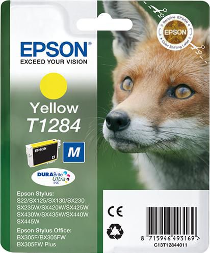 MM Epson T1284 Gelbe Tintenpatrone (Original) – 3,5 ml – für Stylus Office BX305F/BX305FW, Stylus S22, SX125 …