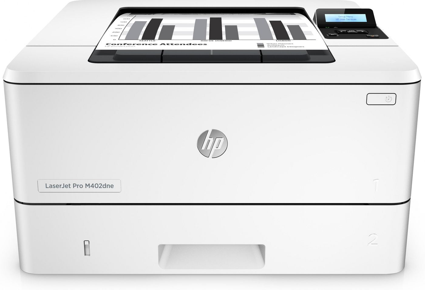 HP LaserJet Pro M402dne – Schwarz-Weiss, A4, Duplex, LAN, USB, 38 Seiten pro Minute, AirPrint, Mopria