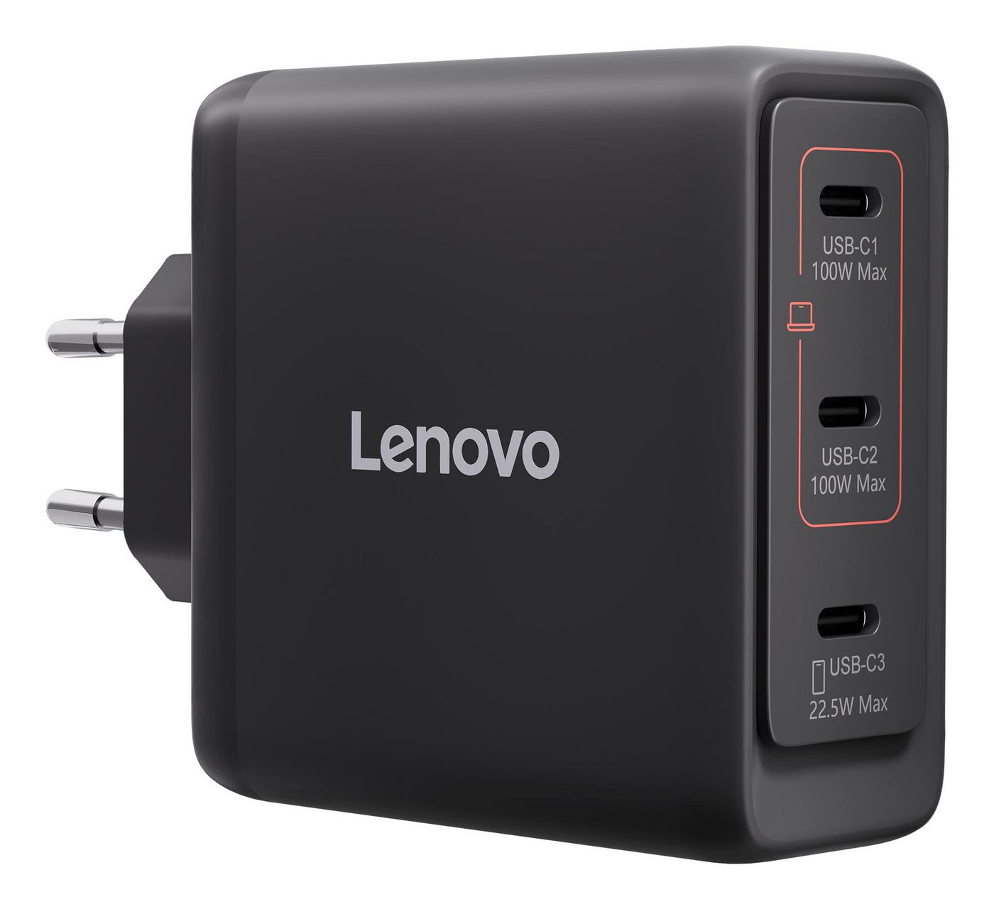 Lenovo USB-Ladegerät – schwarz, kompakt, 70×70×30,5 mm, 300 g