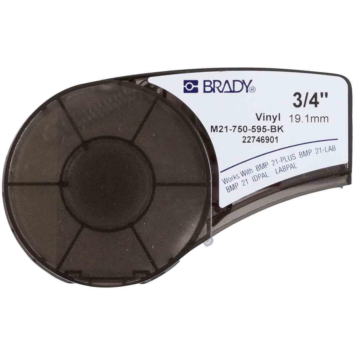 Brady BMP21 Vinyl-Industrieband – weiss auf schwarz – 19 mm × 6,4 m, glänzend – für Brady BMP21/M210/M211