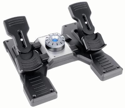 Logitech G Saitek Pro Flight Rudder Pedale – Maus – Kabelgebunden (USB‑A), Schwarz/Silber