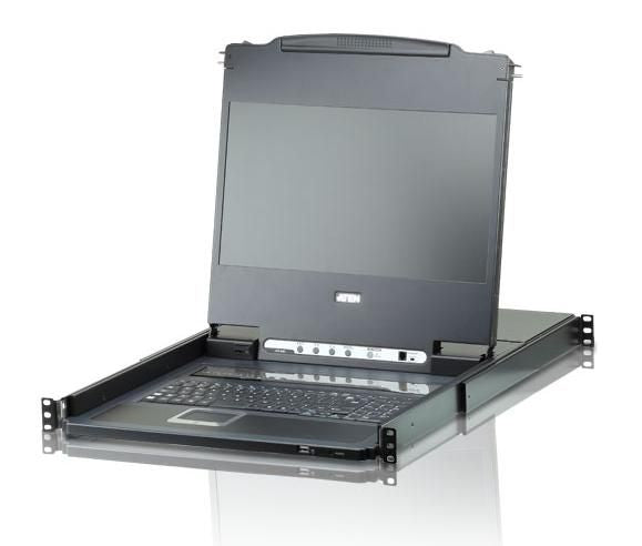 ATEN KVM-Switch, 17,3" Breitbild-DVI, Full HD (1920 × 1080) LCD-Konsole, 8-Port, US-Tastaturlayout