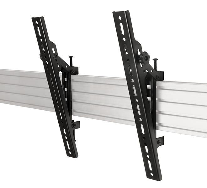 B-Tech System X – Monitorarm, Schiene, bis 70", VESA 400 × 400 mm, 70 kg, Neigbar −20–20°, Schwarz