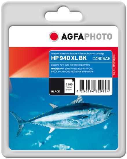 AgfaPhoto 940XL Schwarz Tintenpatrone (Kompatibel) – 2'500 Seiten – für HP OfficeJet Pro 8000/8500 – C4906AE