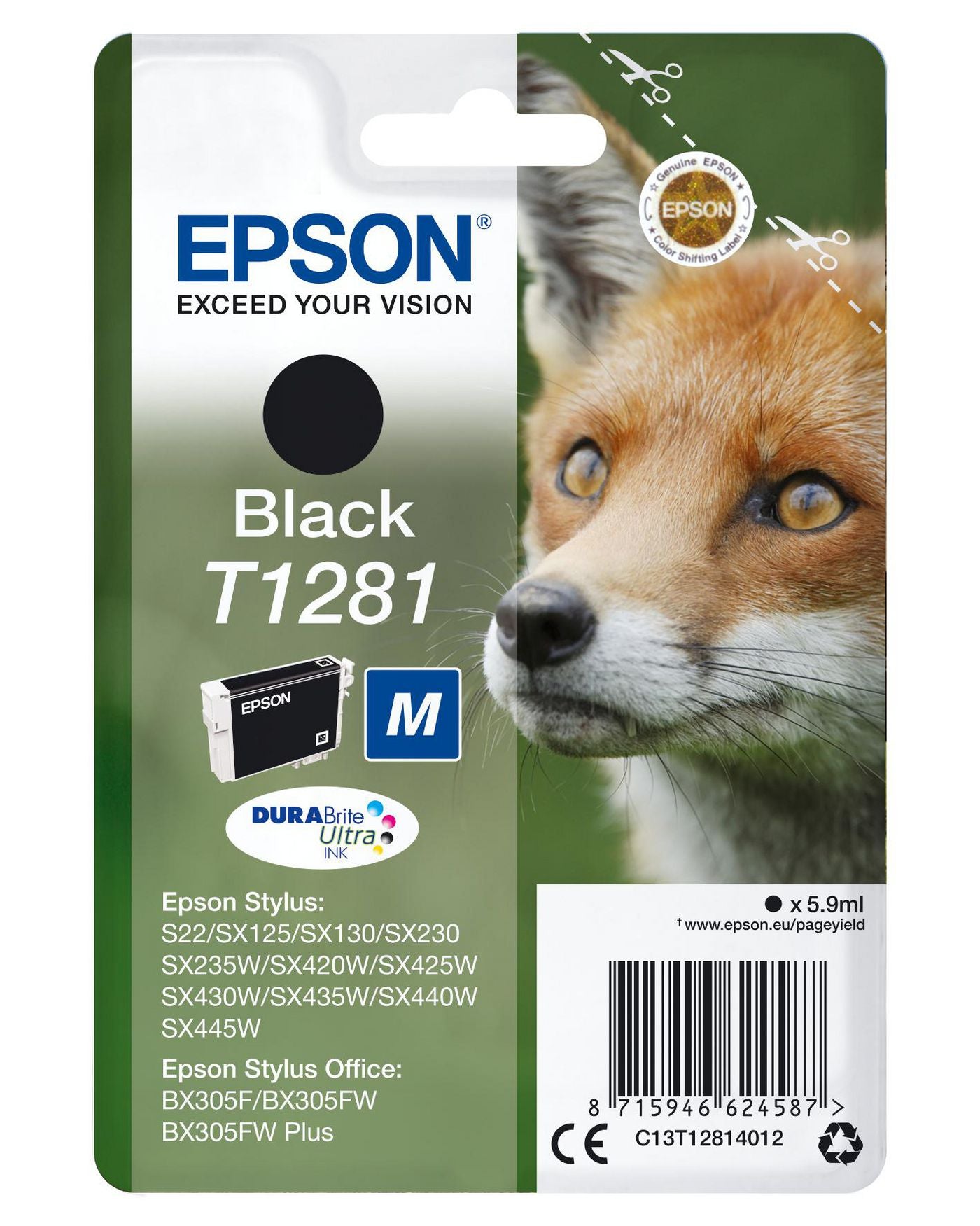 Epson Tintenpatrone T1281, Schwarz, 170 Seiten
