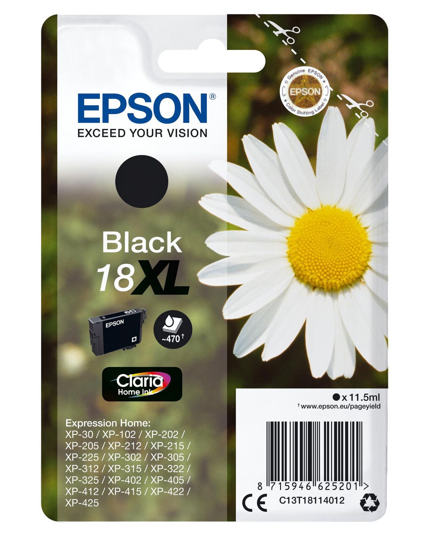 Epson Tintenpatrone 18XL, Schwarz – für Inkjetdrucker/Multifunktionsgeräte