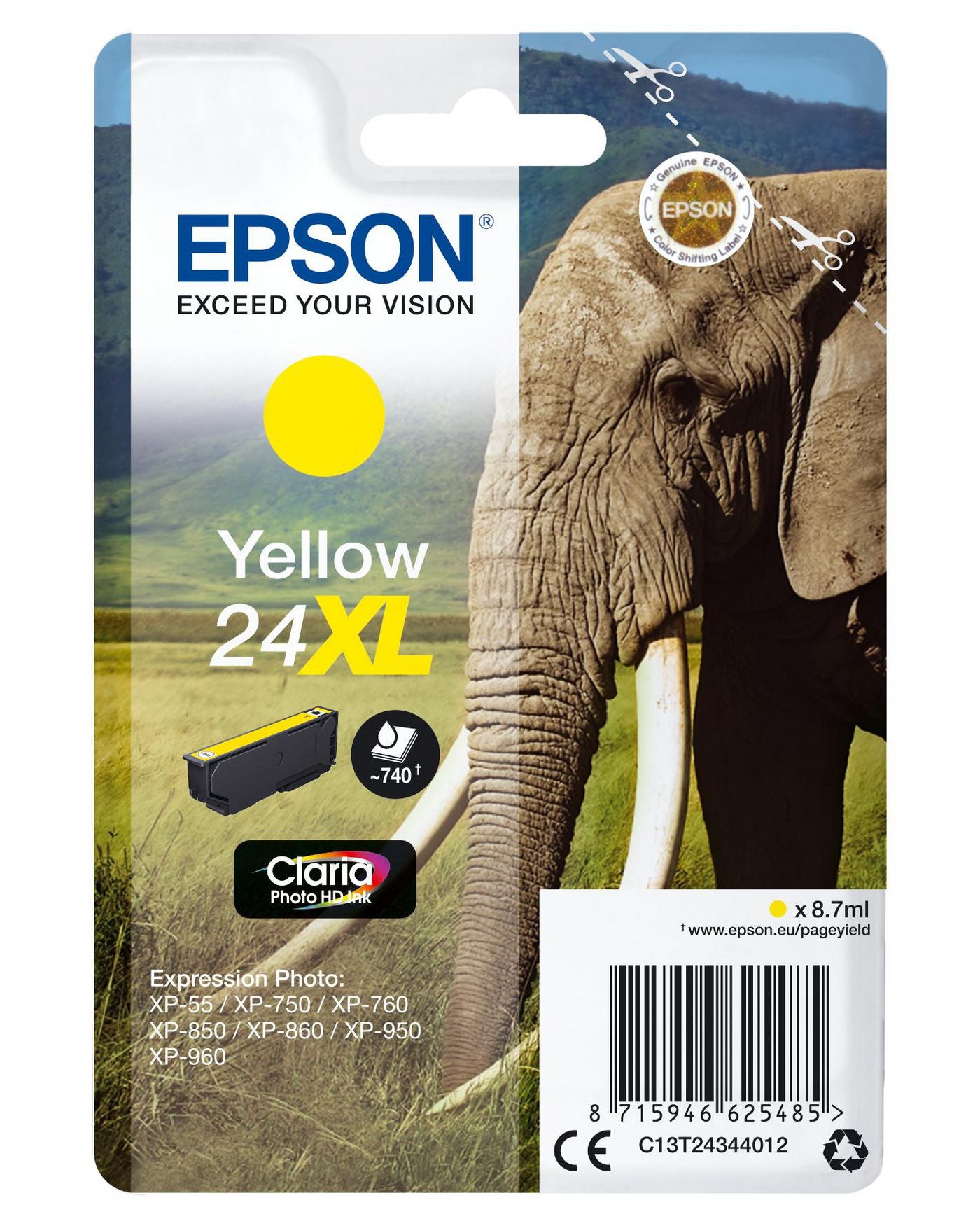 Epson Tintenpatrone T2434 (C13T24344022), Gelb, XL – für Expression Photo XP-960, XP-950, XP-860 und andere