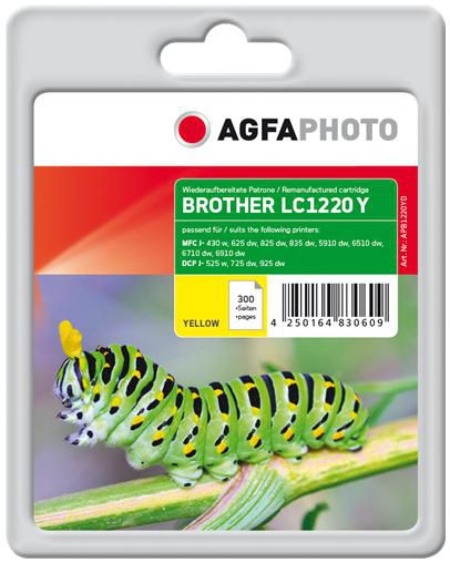 AgfaPhoto APB1220YD Gelbe Tintenpatrone (Kompatibel) – 300 Seiten – für Brother LC1220Y