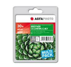 AgfaPhoto Tintenpatronen-Multipack, Schwarz/Cyan/Magenta/Gelb (Kompatibel) – 3'166 Seiten – ersetzt LC-1240