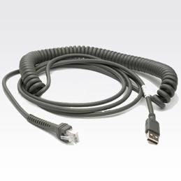 Zebra USB-Kabel – USB-A – 2,74 m – Spiralförmig – Grau