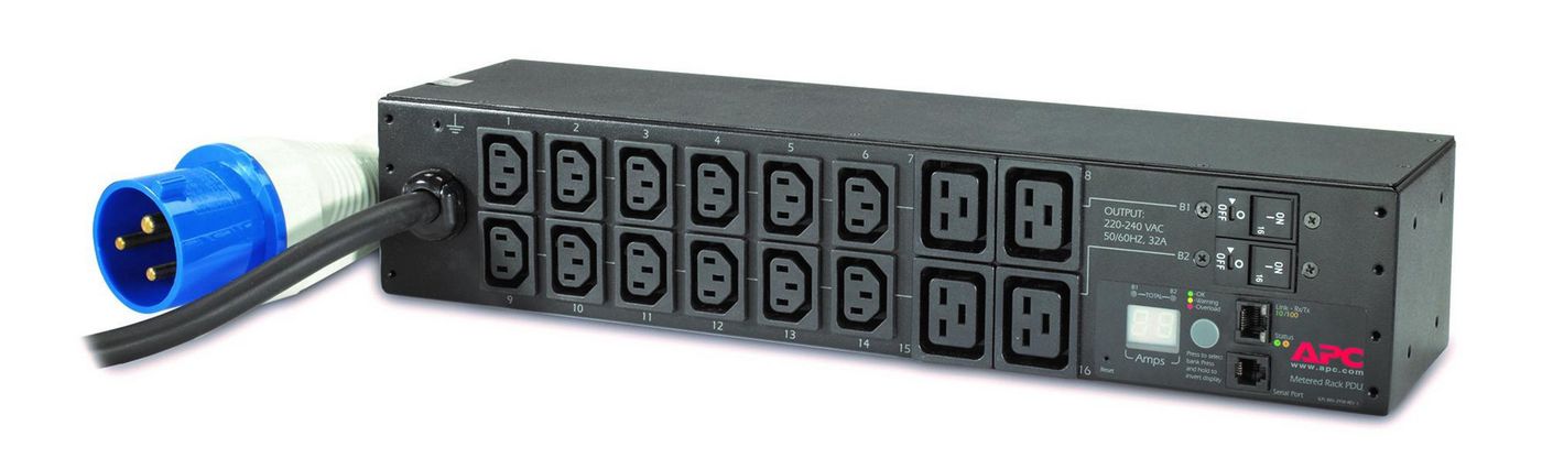 APC Rack-PDU – Überwacht, 1-phasig, 2U, 32 A 208–230 V, 12×C13 + 4×C19, IEC 60309, 3,66 m