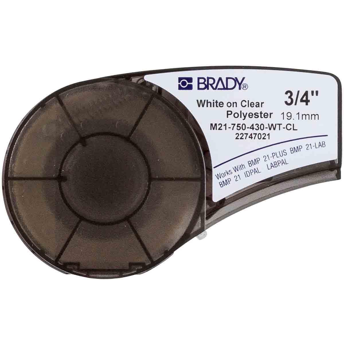 Brady BMP21 Schriftband – Transparent – 19 mm × 6,4 m, Polyester, glänzend – für BMP21