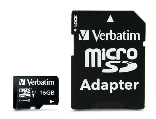 Verbatim Micro-SDHC Speichergerät – 16 GB, Klasse 10, Lesegeschwindigkeit bis zu 45 MB/s, inkl. SD-Adapter