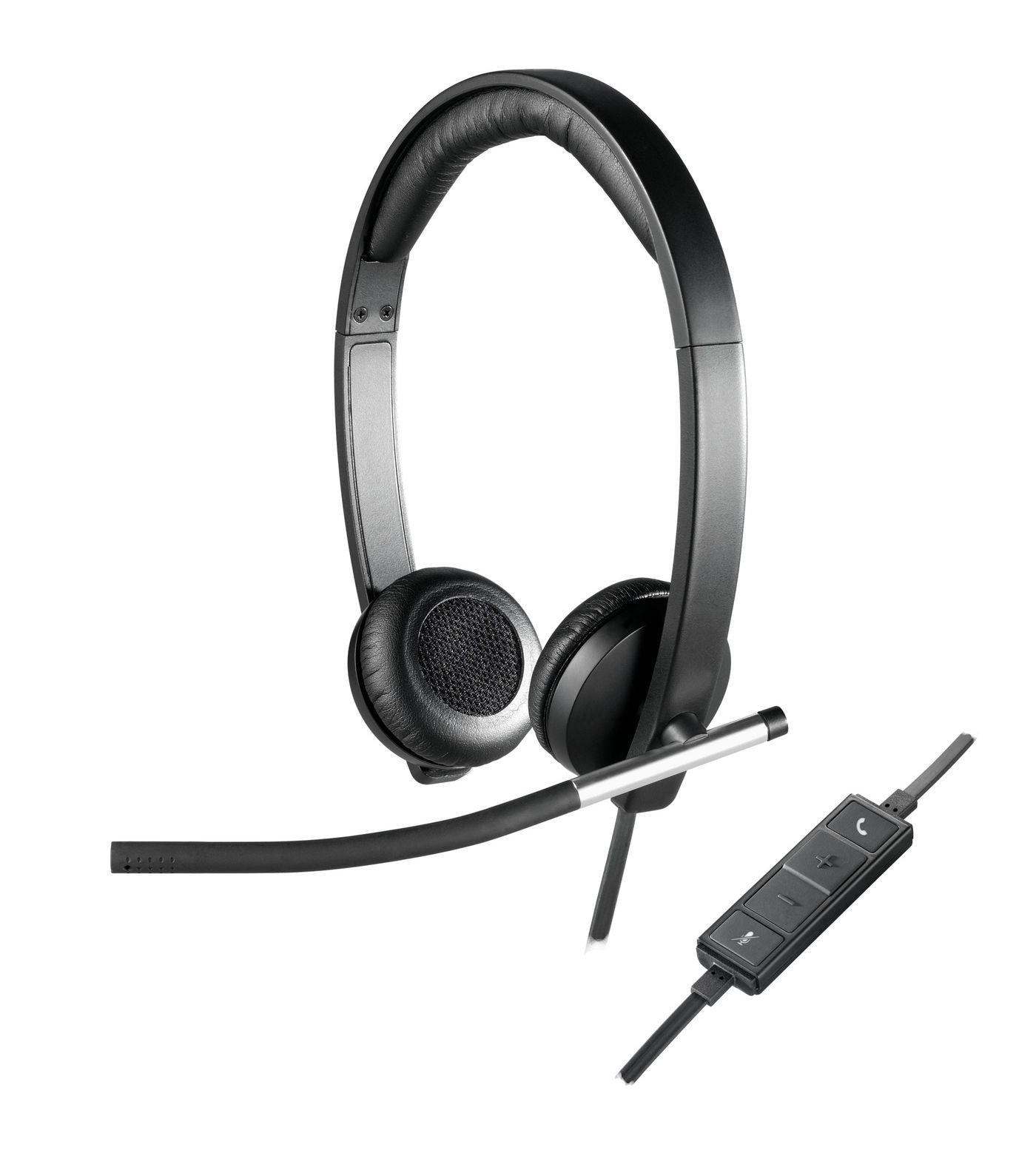 Logitech H650e – Duo Headset – USB‑A, Rauschunterdrückendes Mikrofon, Stummschalter – Schwarz