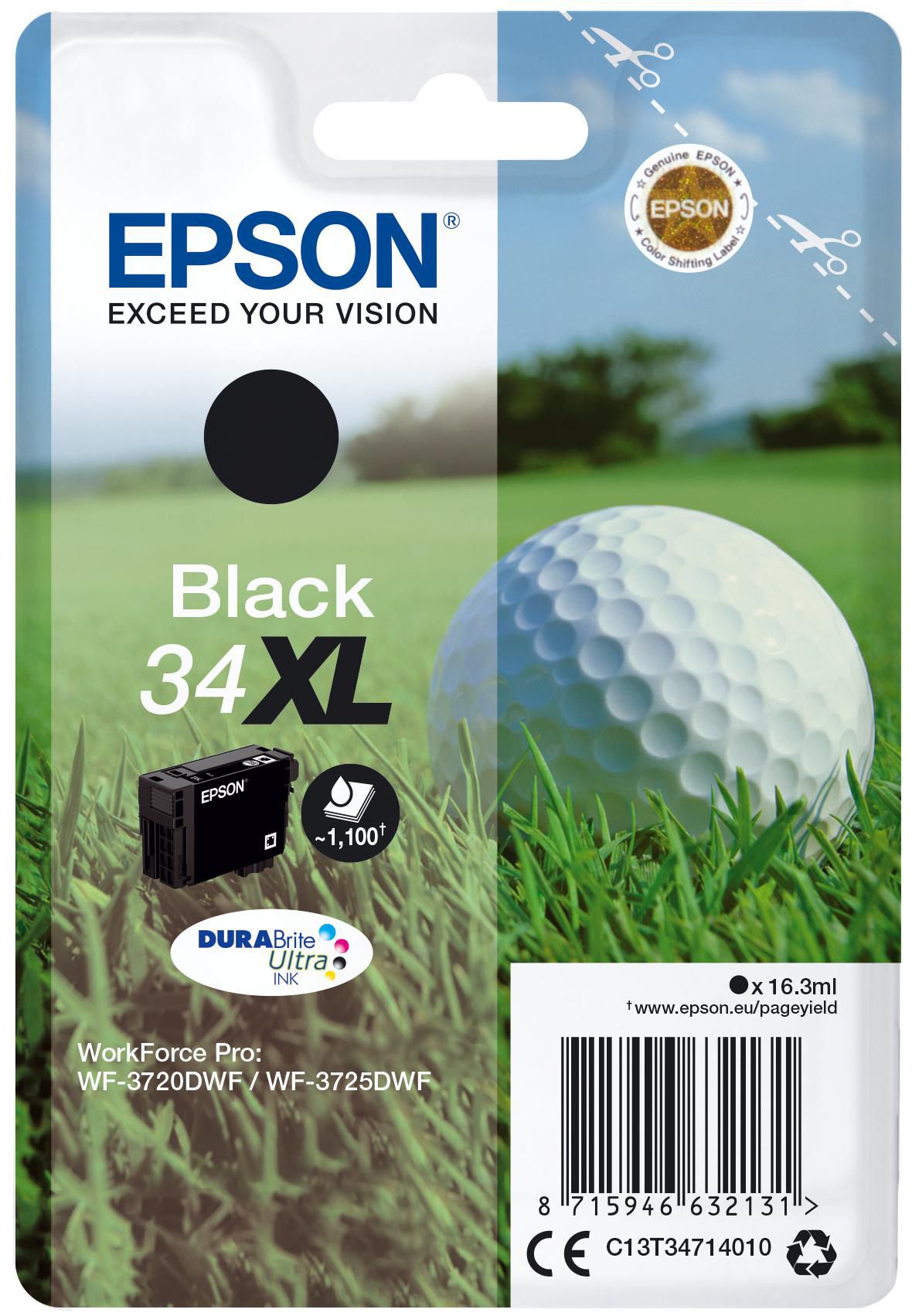 Epson Tintenpatrone 34XL, Schwarz – für Tintenstrahldrucker und Multifunktionsgeräte