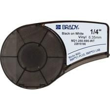 Brady BMP21 Vinyl-Industrieband – schwarz auf weiss – 6,35 mm × 6,4 m, Vinyl, matt – für Brady BMP21/M210/M211